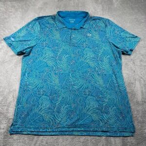 Good Good Golf Polo Shirt Mens 2XL Blue Tropical Floral Performance Stretch